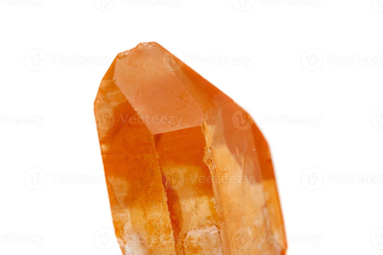 Macro mineral stone Lemurian Crystal a white background photo