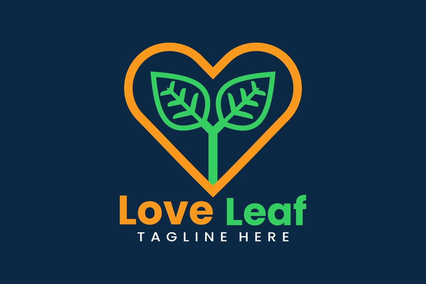 Flat love leaf logo template vector illustration