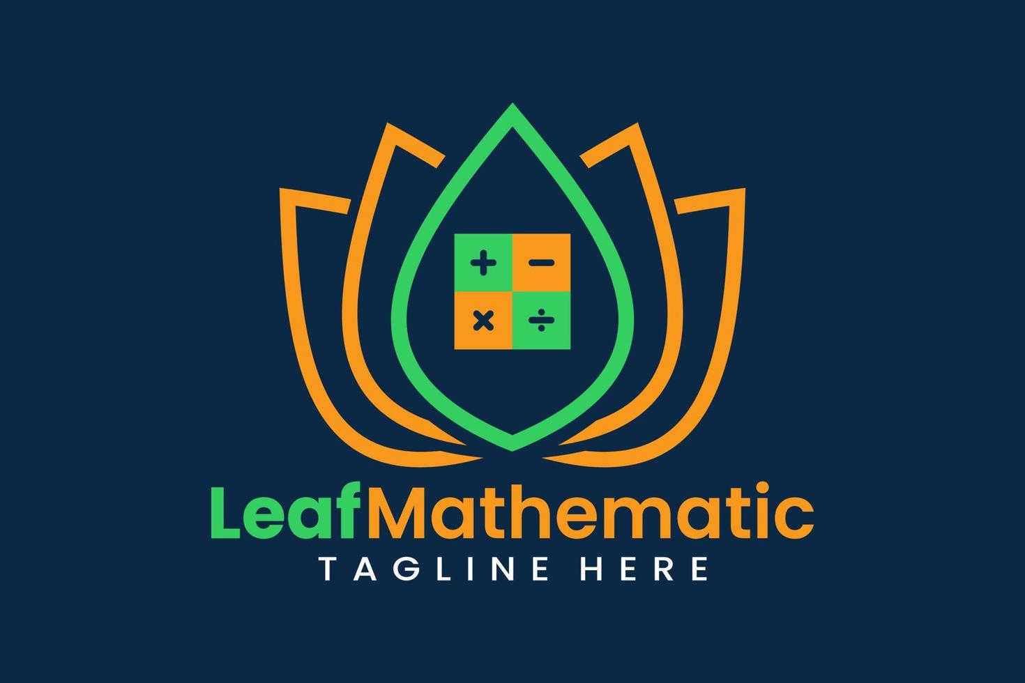 Flat leaf mathematics logo template vector design