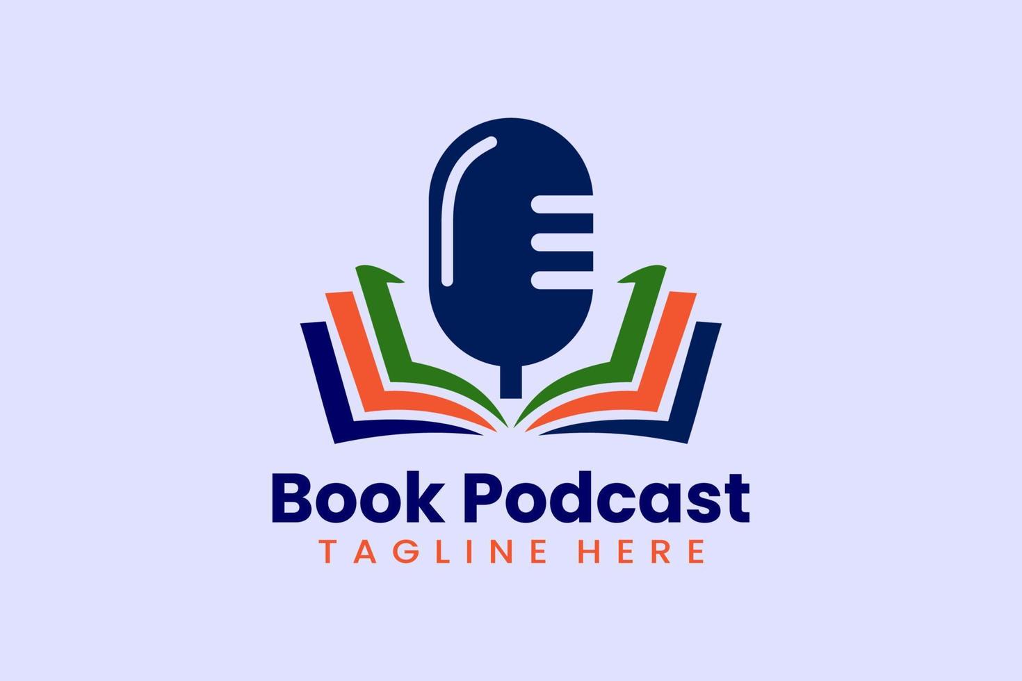 Flat book podcast logo template vector design