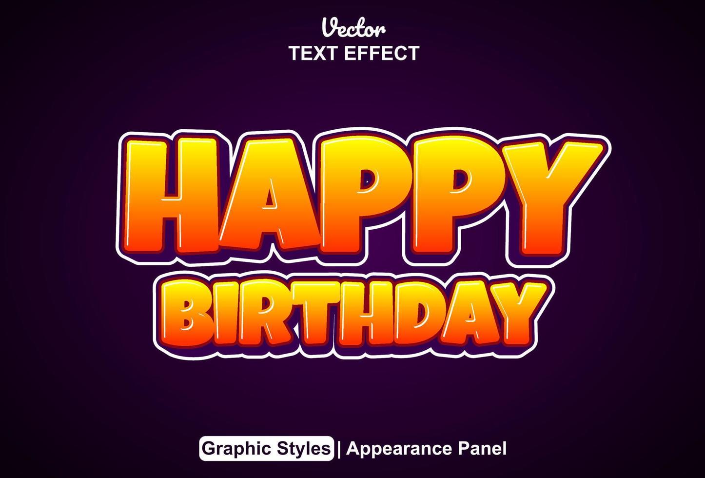 contento cumpleaños texto efecto con gráfico estilo y editable. vector