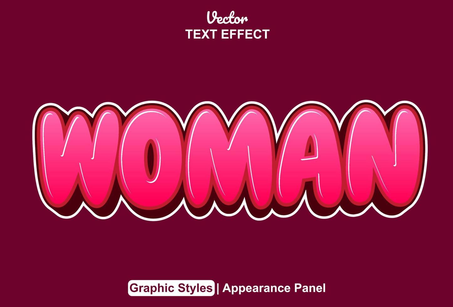 efecto de texto de mujer con estilo gráfico y editable. vector