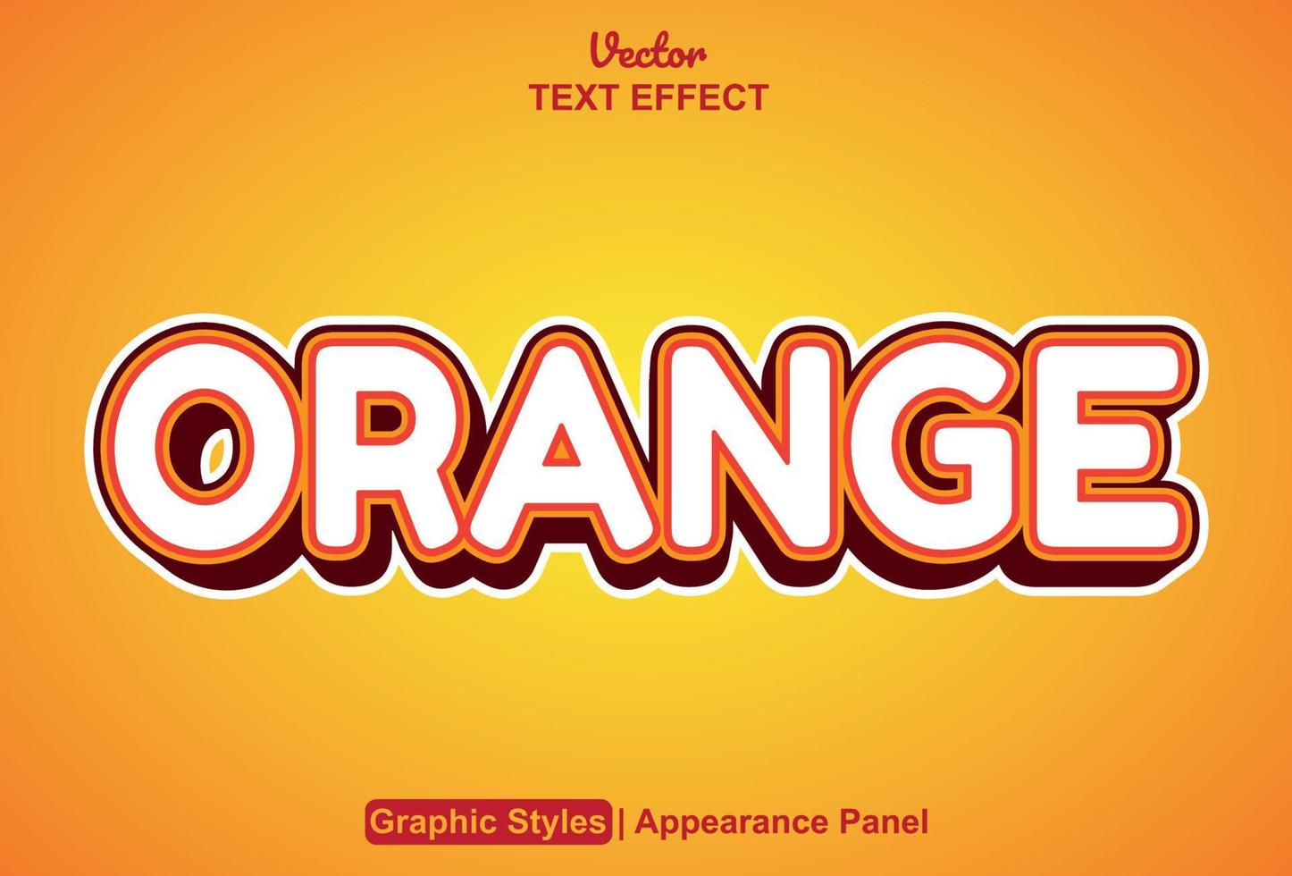 efecto de texto naranja con estilo gráfico y editable. vector