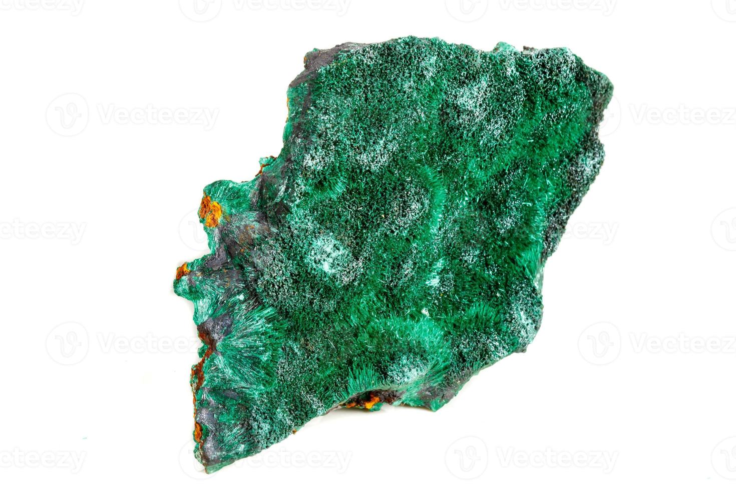 Macro mineral stone plisoviy, plush, satin malachite on a white background photo