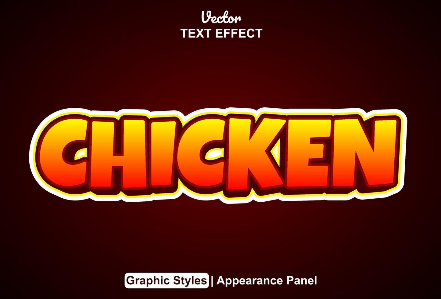 chicken text effect with graphic style and editable. vector
