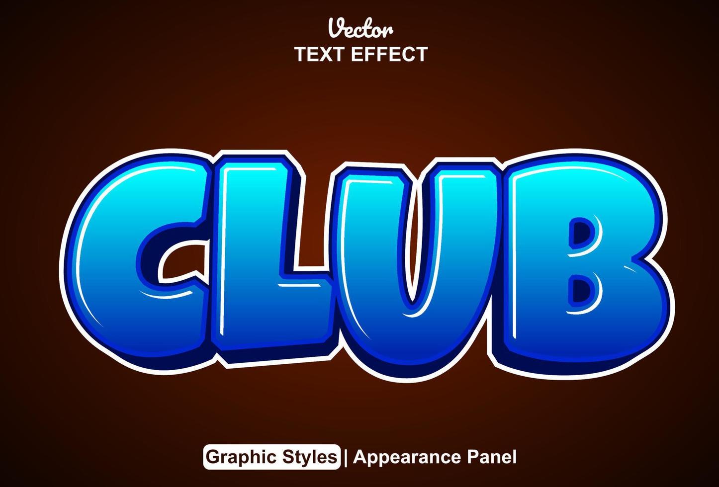 club texto efecto con gráfico estilo y editable. vector
