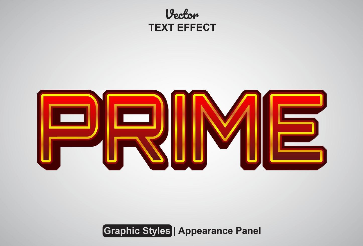 prime text effect with graphic style and editable. vector