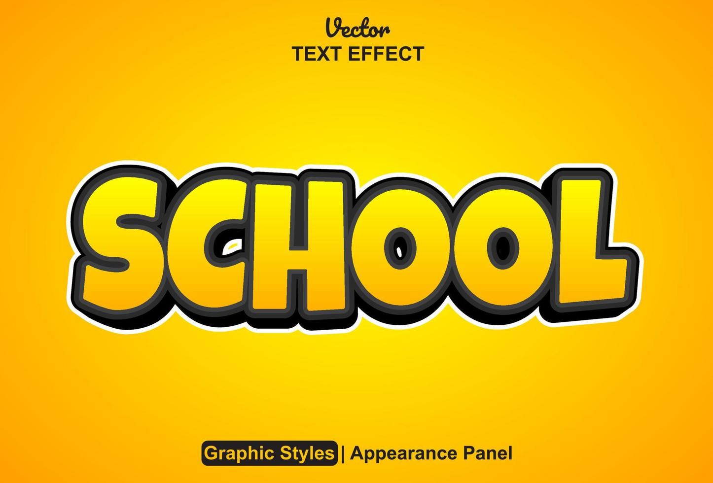 school text effect with graphic style and editable. vector