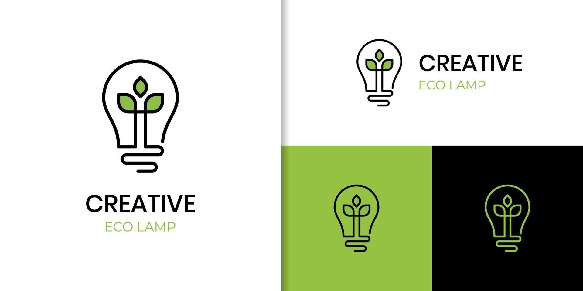 eco energy light logo icon design with lightbulb and leaf design concept for solar energy, sustainable vector element
