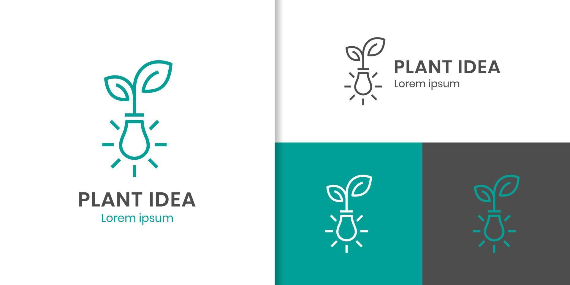 ligero bulbo lámpara con hoja para creativo jardín planta granja innovación idea logo icono diseño elemento vector