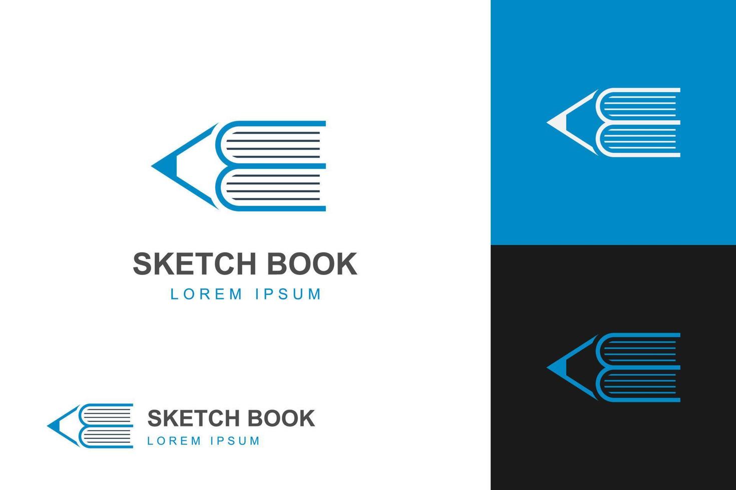 book and pencil logo design line style vector element symbol icon design for education school, sketch book logo design