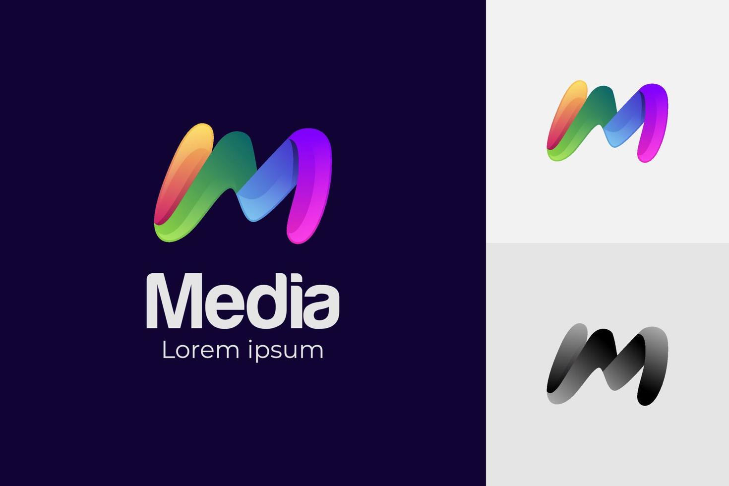 Abstract M letter colorful media logo design modern style Vector design template elements for your application or corporate identity