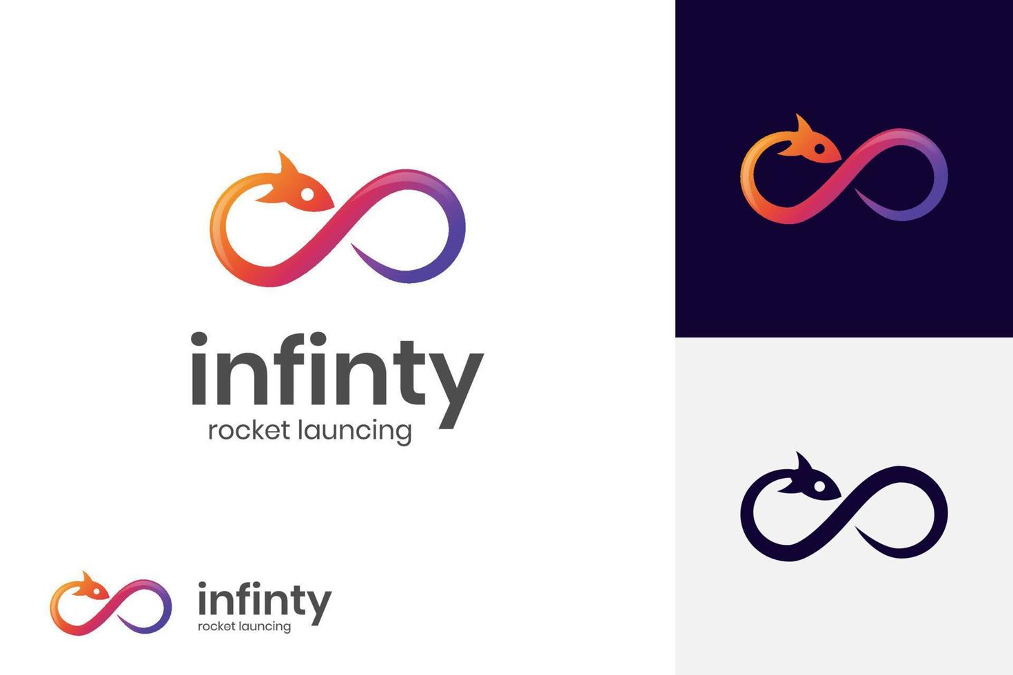 infinity launch rocket logo icon design, rocket launch logo template for business technology identity vector