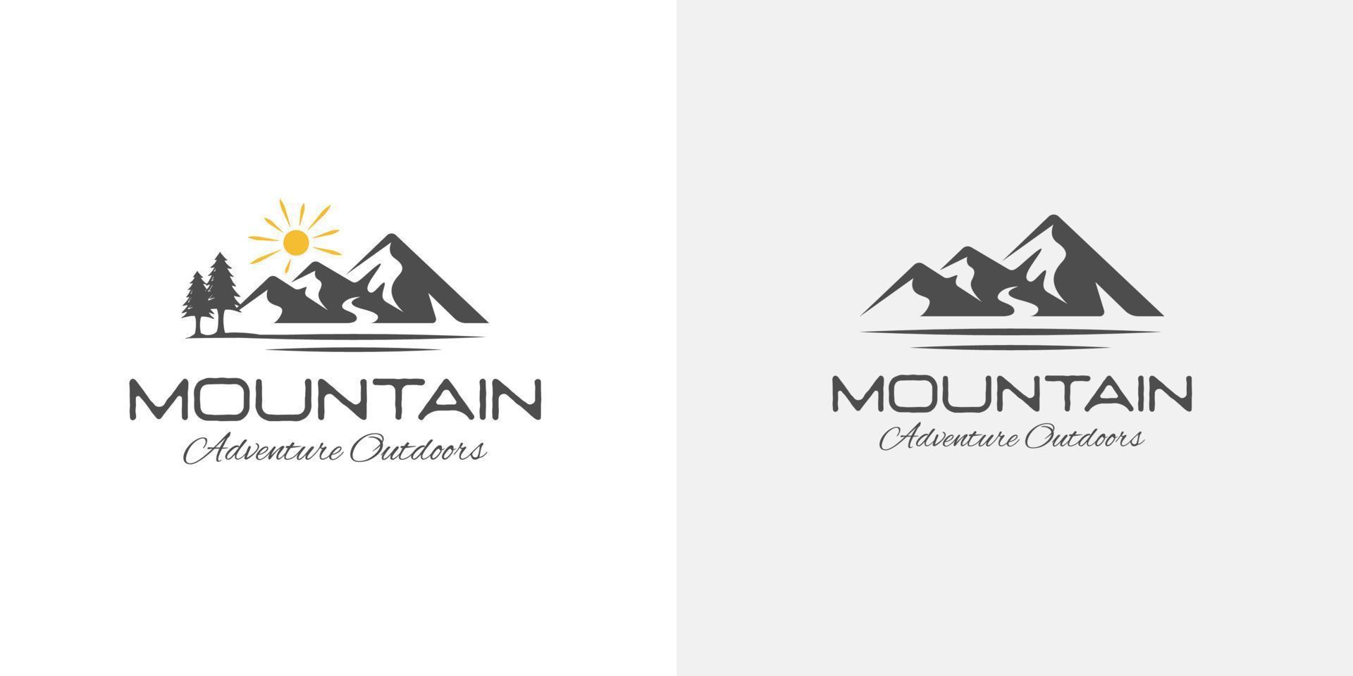 mountain landscape with rocks at sunrise, Sea and Sun for Hipster Adventure Traveling logo can be used biker cross vector