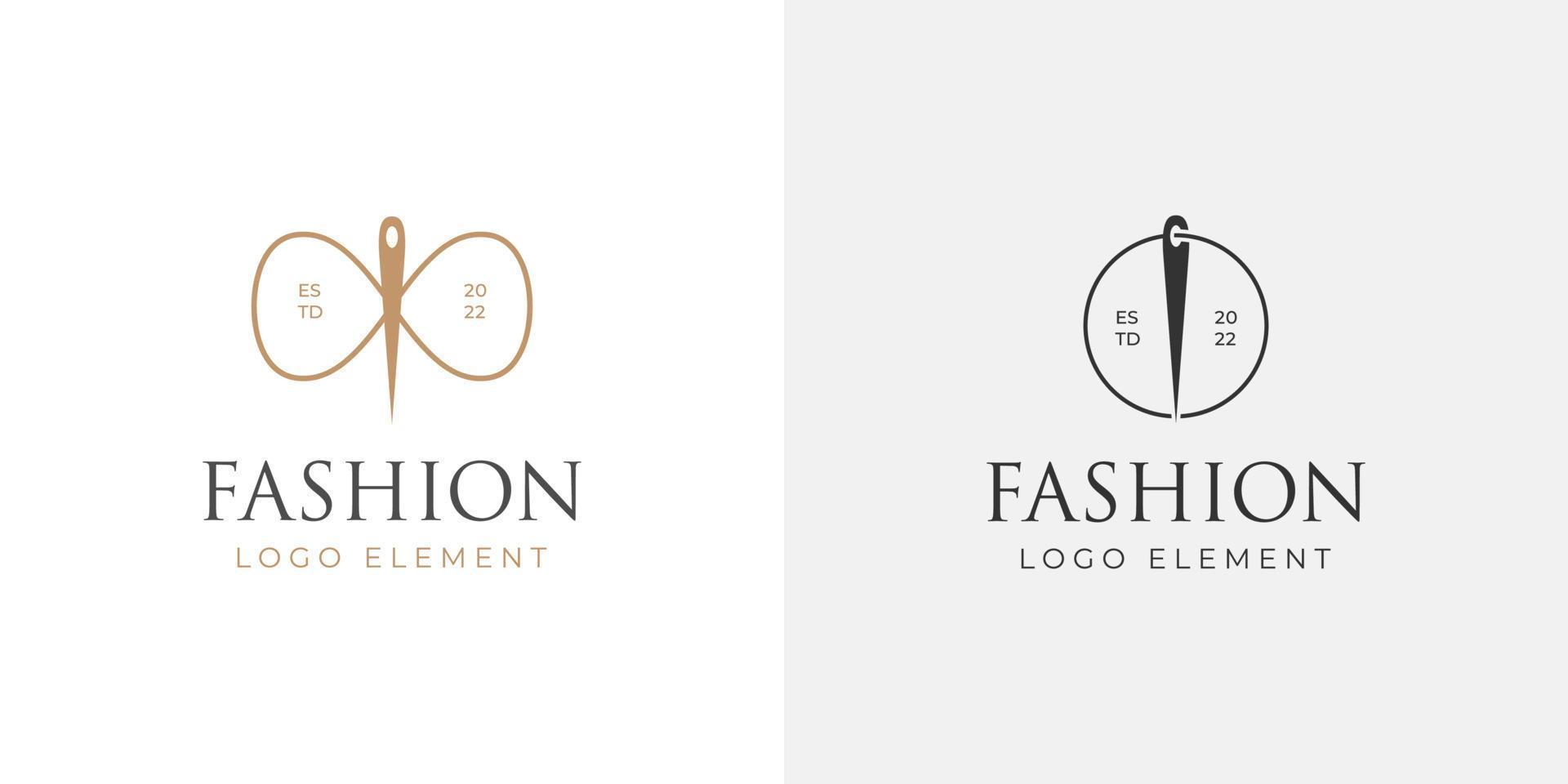 elegante minimalista Sastre tienda Moda logo diseño con de coser aguja vector elemento