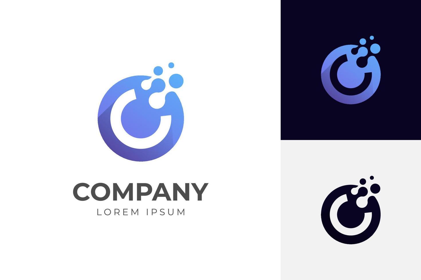 initial Letter c with dots logo icon design for technology brand identity design vector