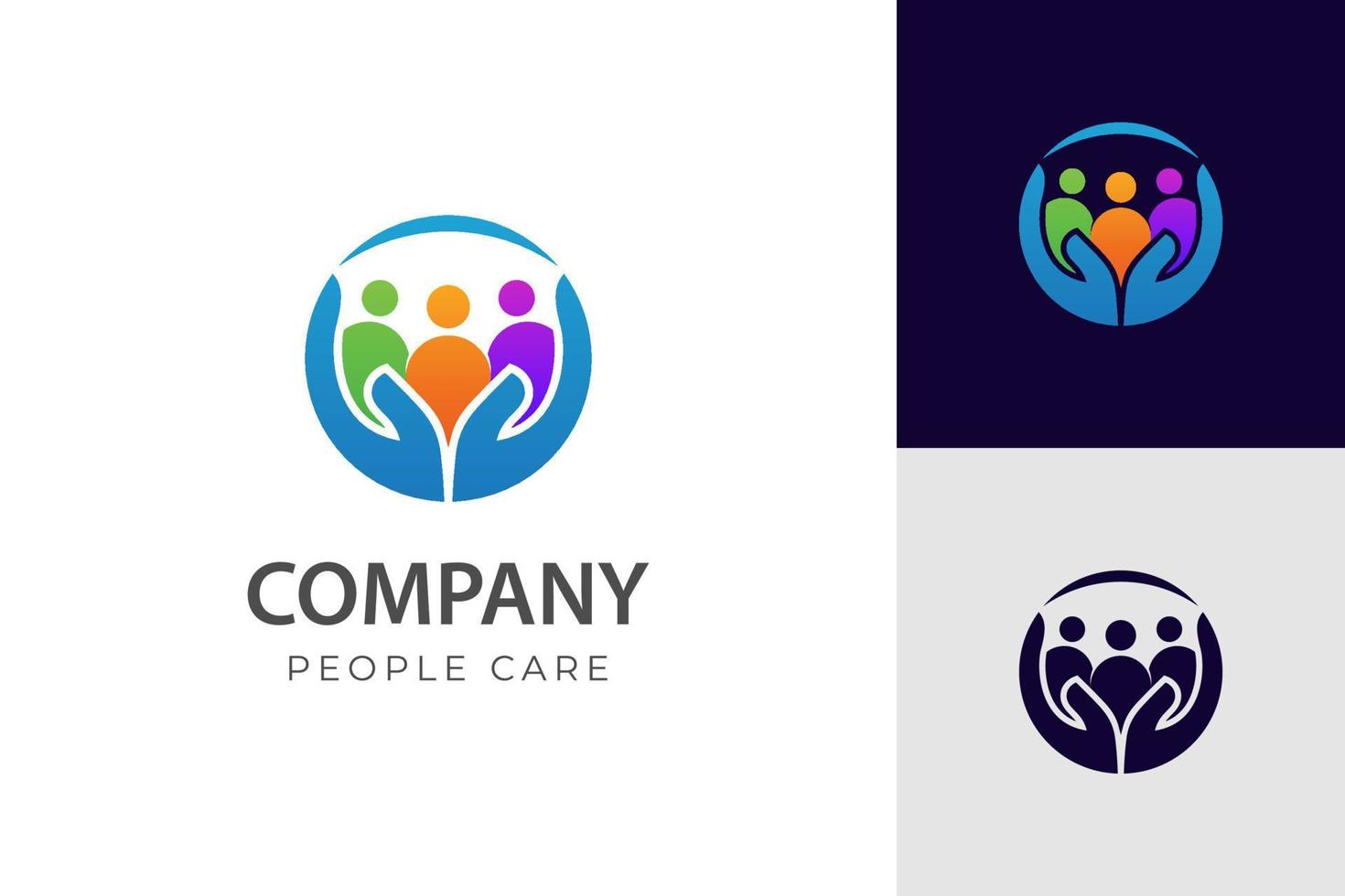 Abstract People Care Logo. Human Icon with Circular Two Hands Symbol for family care, community and care about humanity logo vector