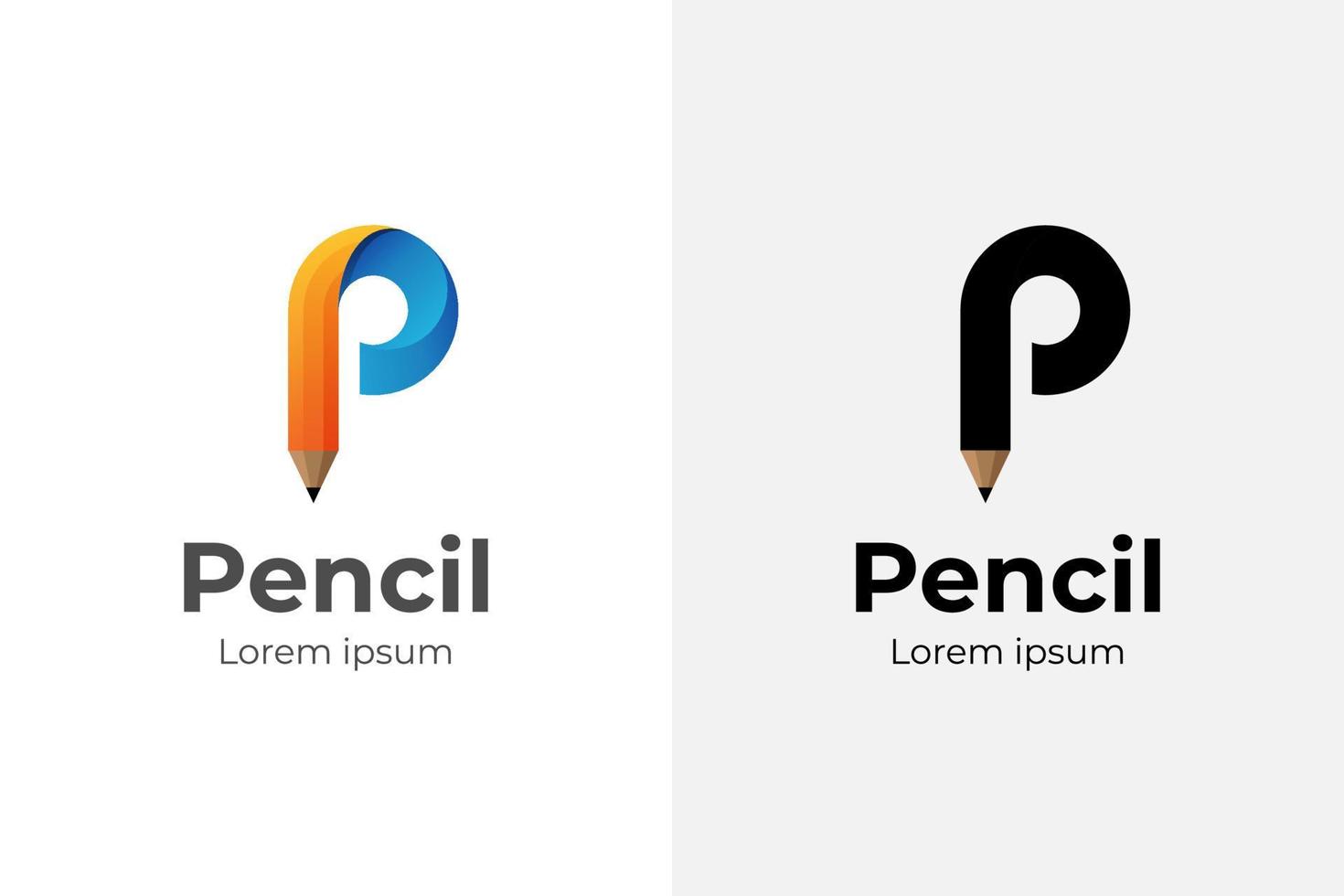 Modern creative Pencil logo with initial letter P logo icon design for education school logo element vector