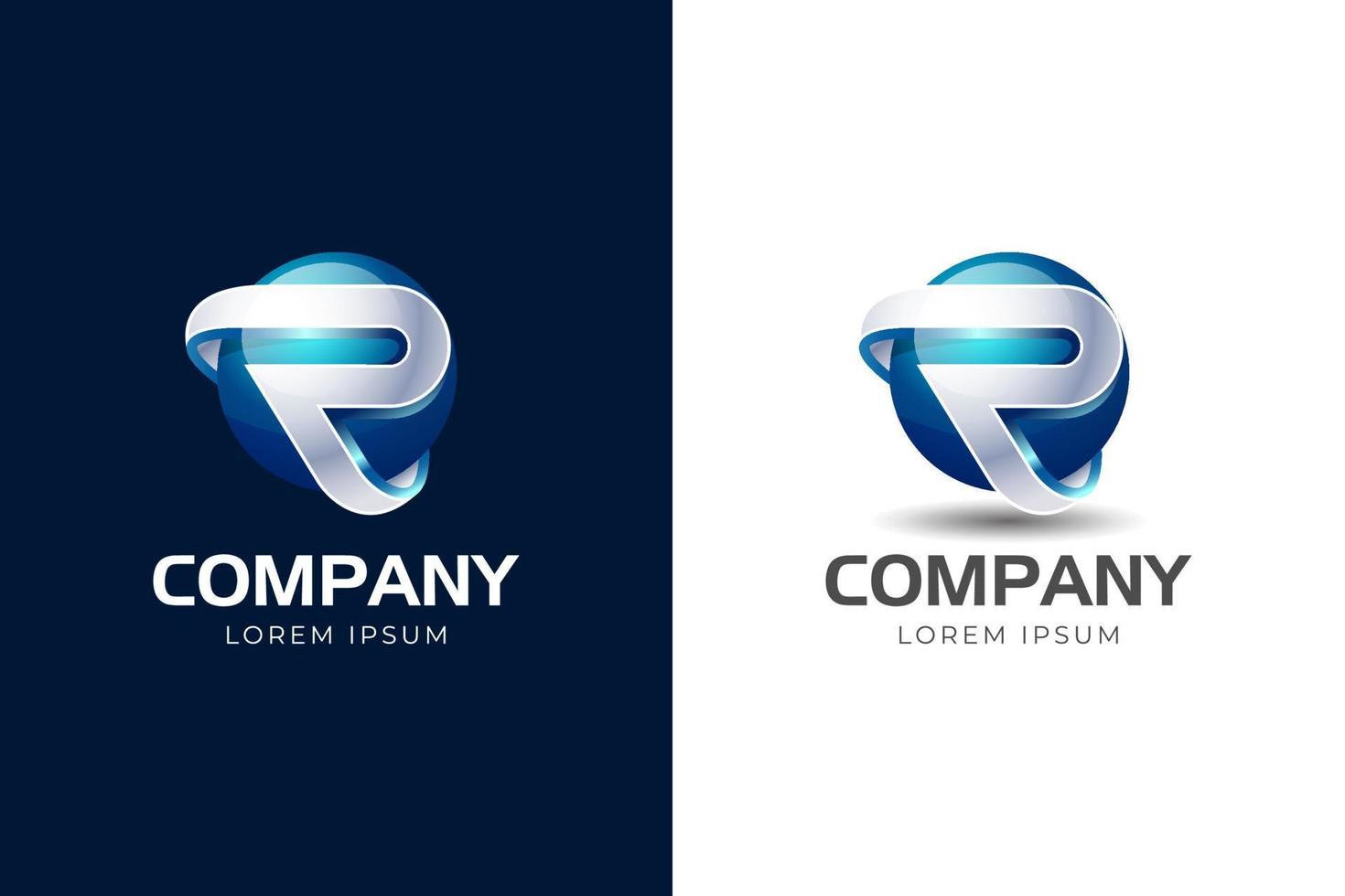 resumen esfera con inicial letra r o pags 3d logo diseño degradado estilo vector elemento diseño para tu negocio tecnología y corporativo identidad logo