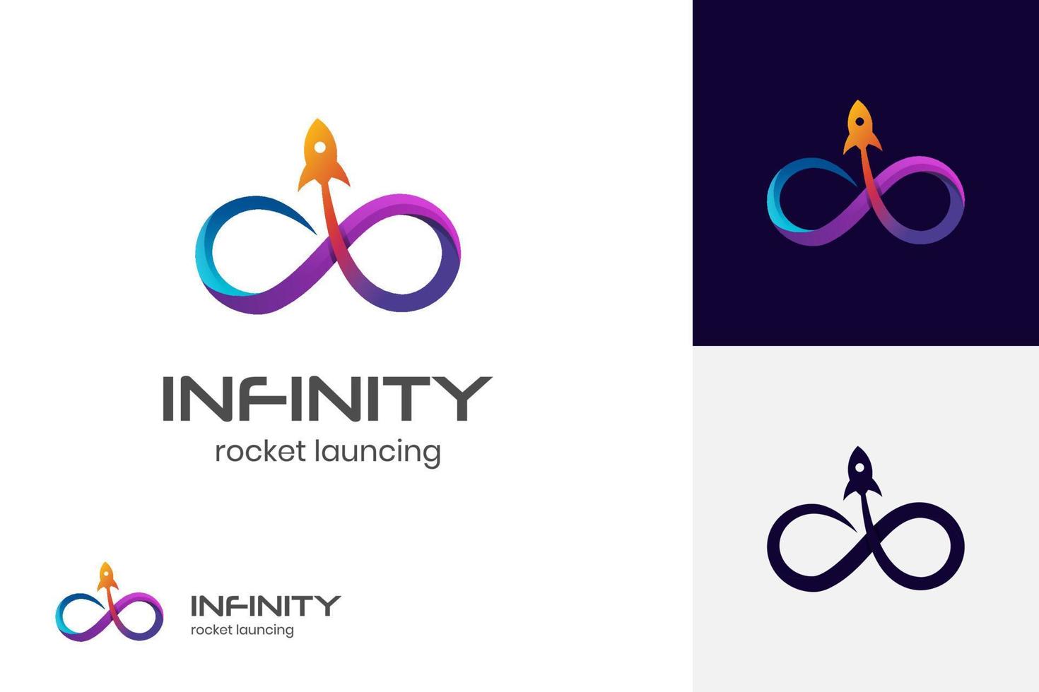 infinito lanzamiento cohete logo icono diseño, cohete lanzamiento logo modelo para negocio tecnología identidad vector