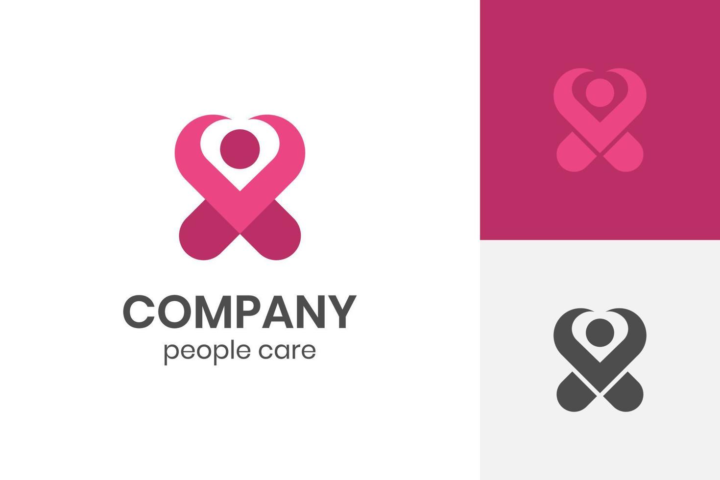 health Heart icon and people love care logo design for Charity and support vector concept, love and happy life vector