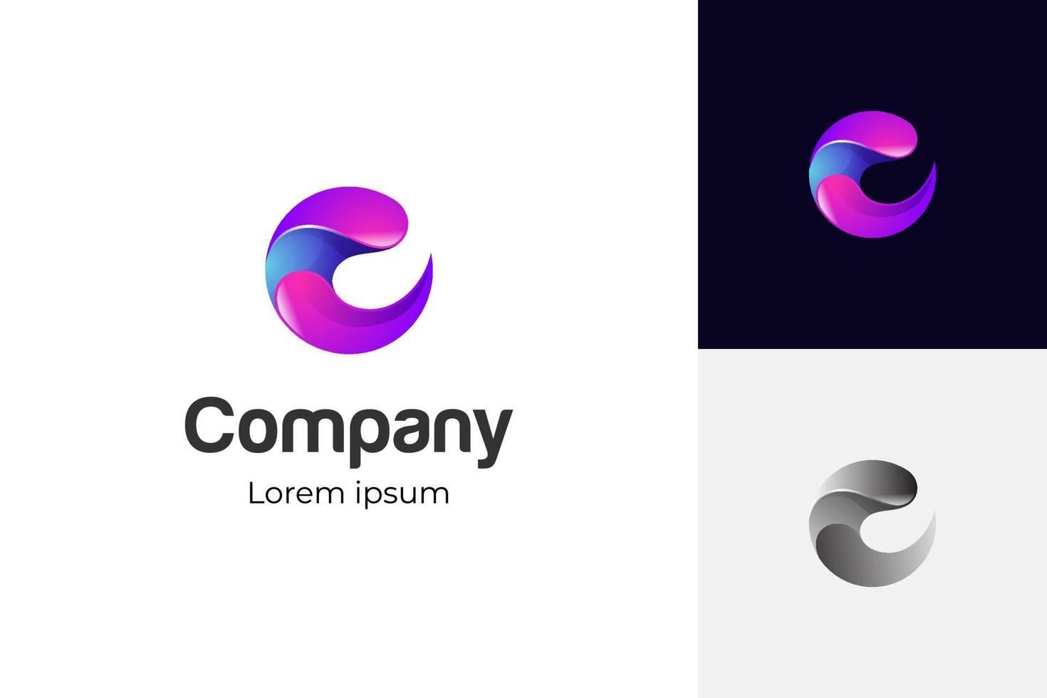 initial Letter abstract c with splash or wave logo element, for brand identity or tech logo design vector