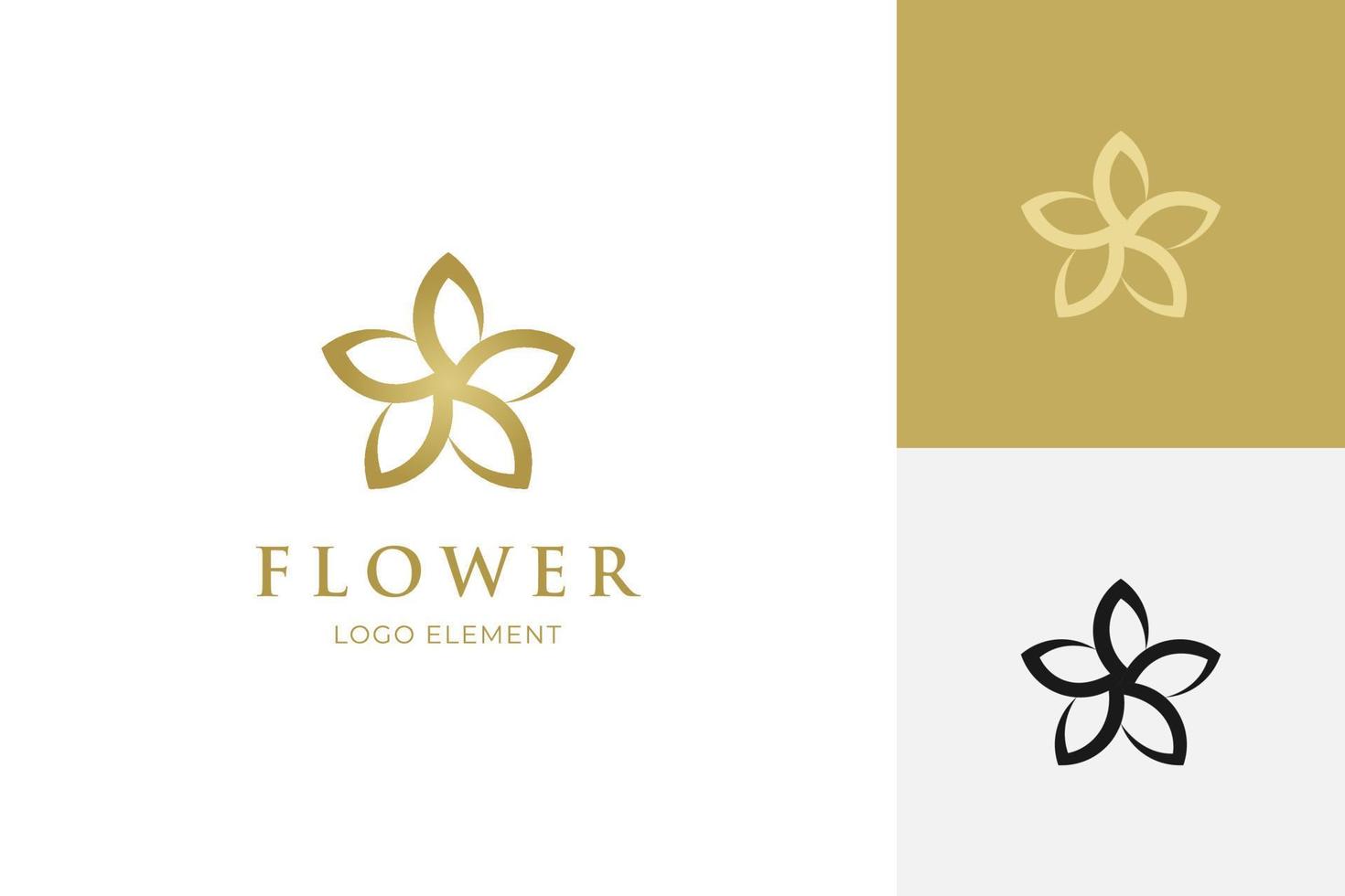 elegant golden flower logo icon design element with star combined design concept for beauty, skin care, cosmetics brand logo symbol vector