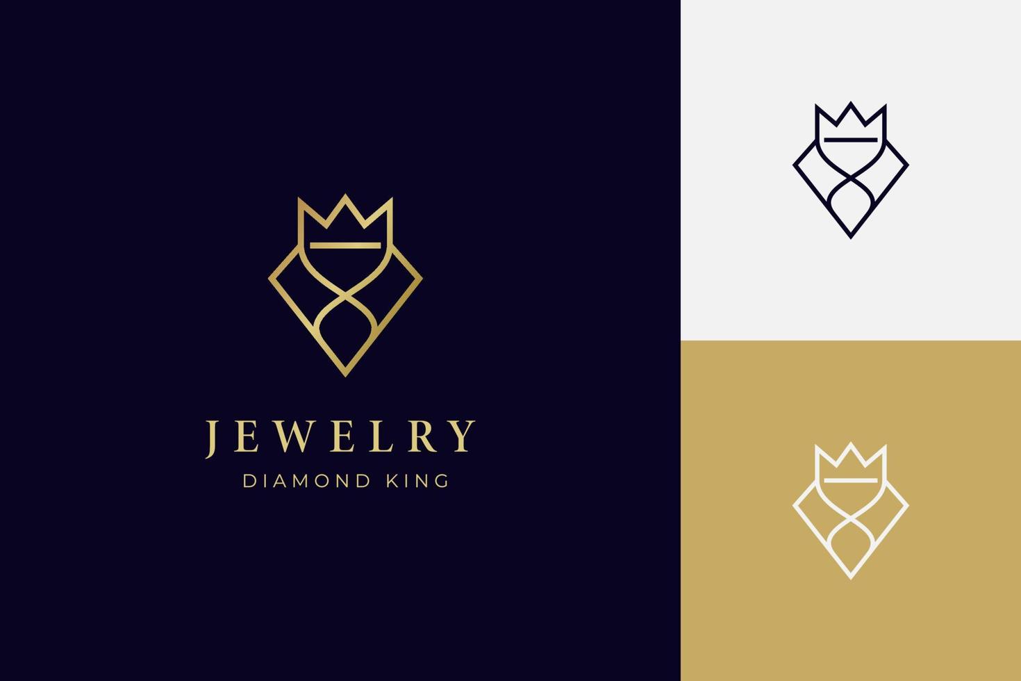 lujo línea diamante Rey con joyería elegante logo icono diseño concepto para joyería tienda negocio identidad logo ilustración sencillo mínimo lineal estilo vector