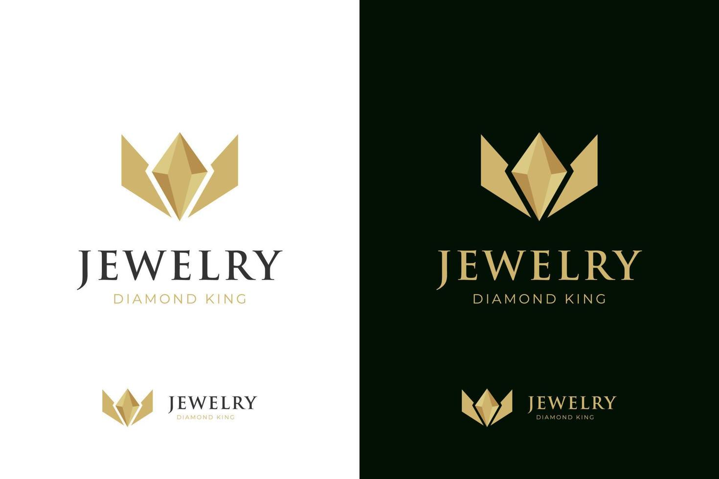 elegante y lujo diamante Rey con corona logo icono diseño concepto para joyería comercio, boutique, reina símbolo vector