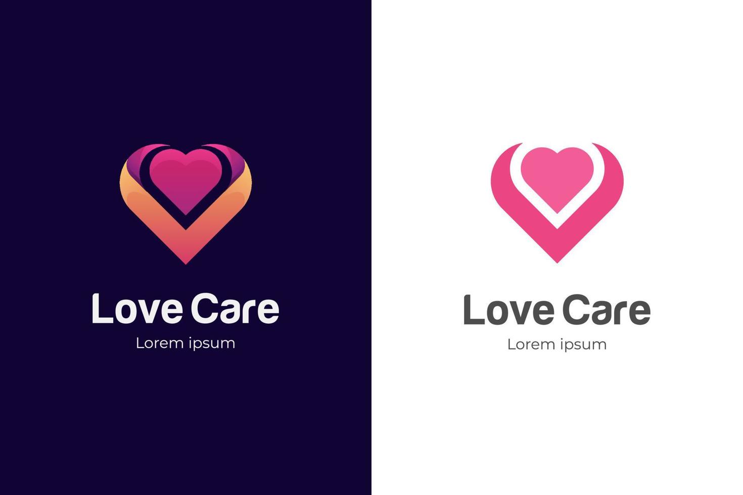 Heart vector logo symbol. Valentines day ribbon icon design. Abstract line medical health logo icon design