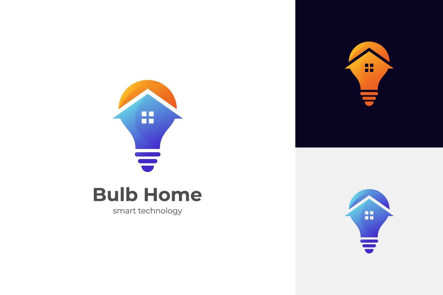 smart house logo icon design element with home and light bulb or lamp design concept for technology system in house symbol or sign vector