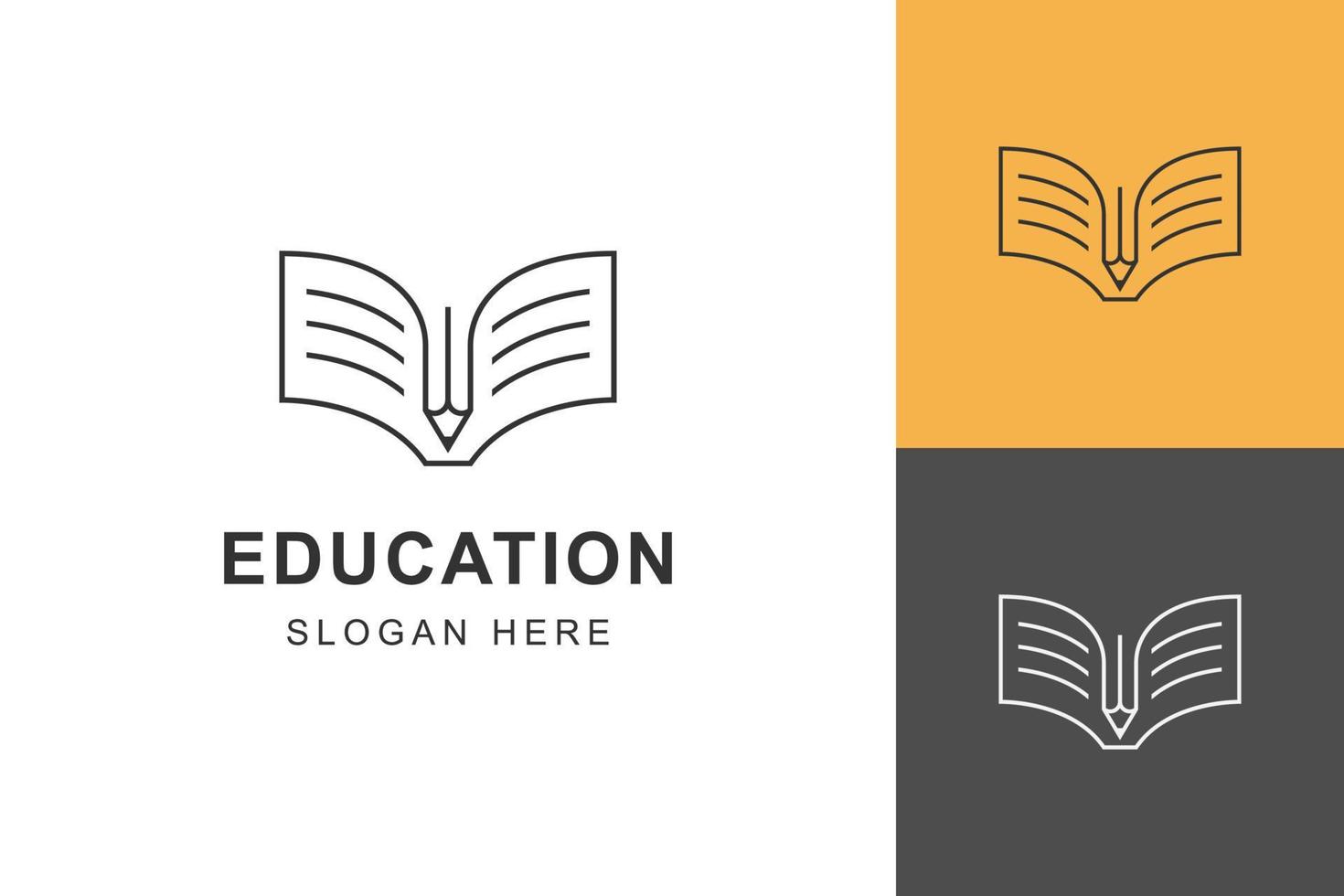book and pencil logo design line style vector element symbol icon design for education school, sketch book logo design