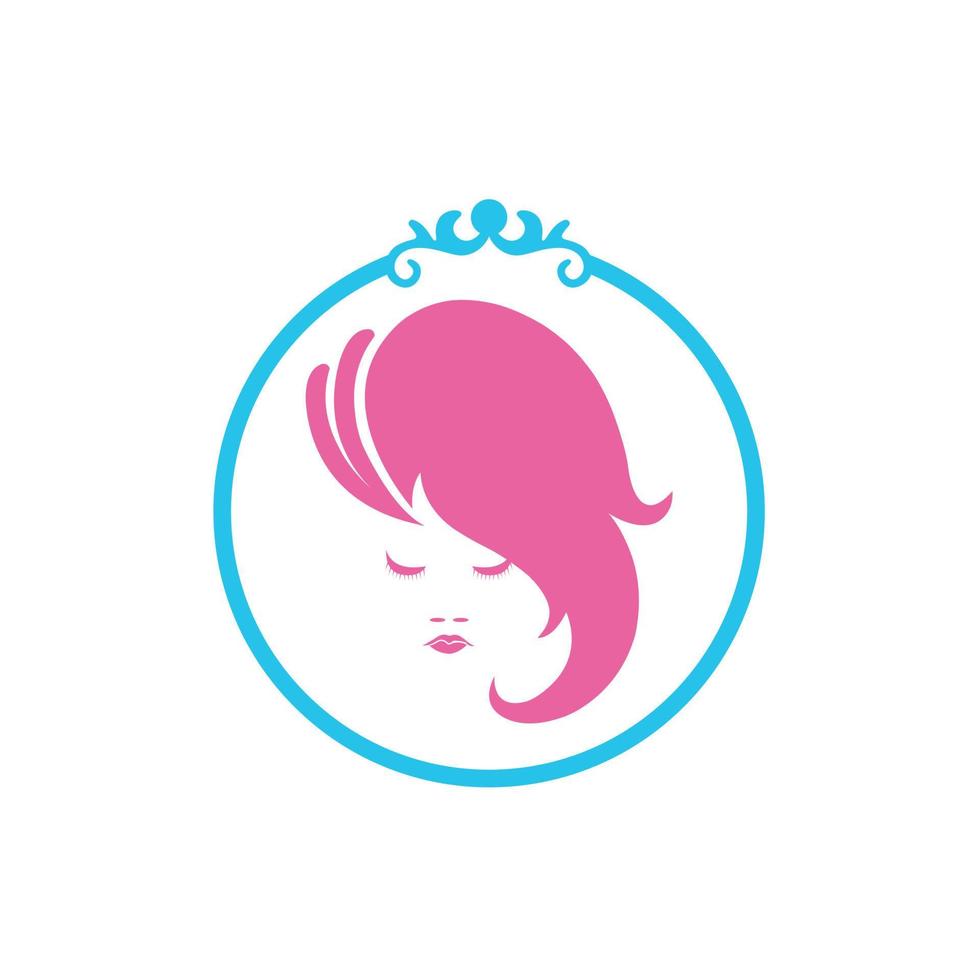 Vector logo for woman salons and shops, a young beautiful woman