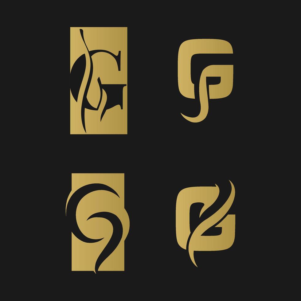 G logo abstract isolated in black.Set Letter G gold color, logo icon design template elements. vector