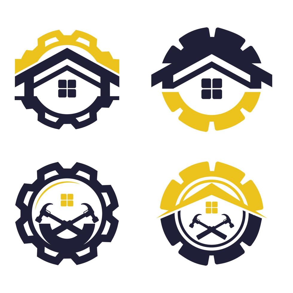 House repair logo set. Tools icon. Roof repair logo. Repairs house sign. Home improvement icon. vector