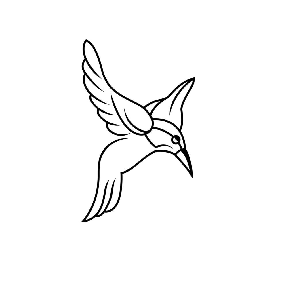 colibri o íconos de colibríes. conjunto aislado vectorial de pájaros voladores con alas revoloteantes extendidas vector