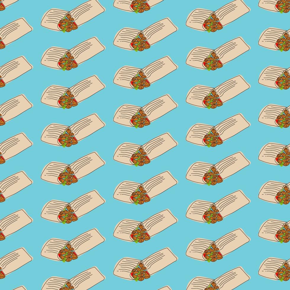 Shawarma Kebab pattern fast food. Seamless pattern. vector