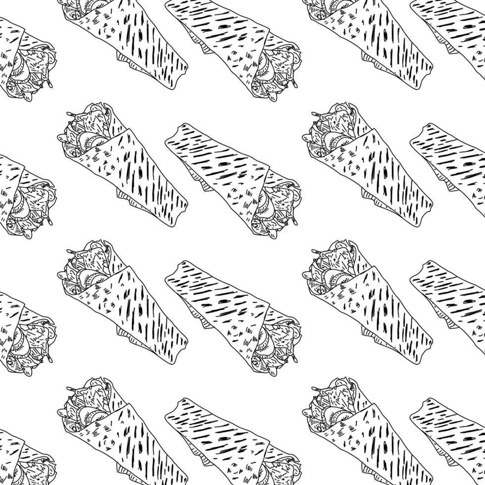 Shawarma Kebab pattern fast food. Seamless pattern. vector