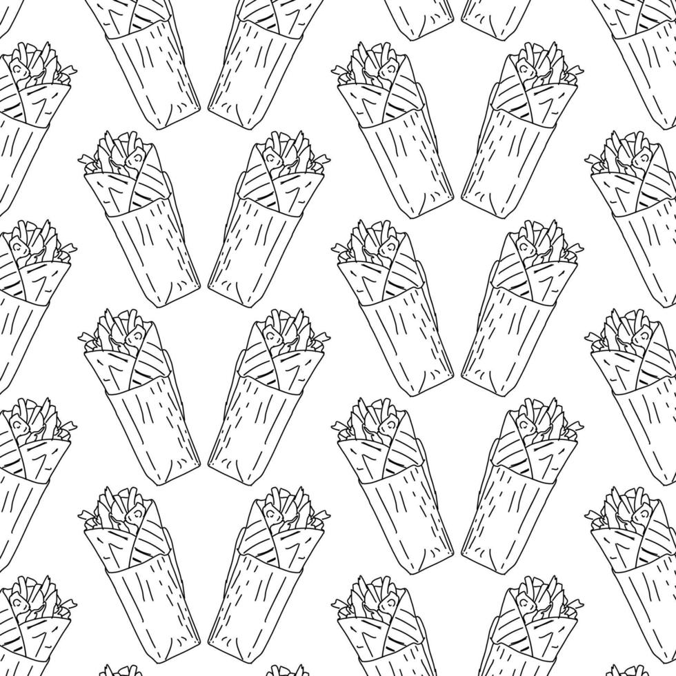 Shawarma Kebab pattern fast food. Seamless pattern. vector