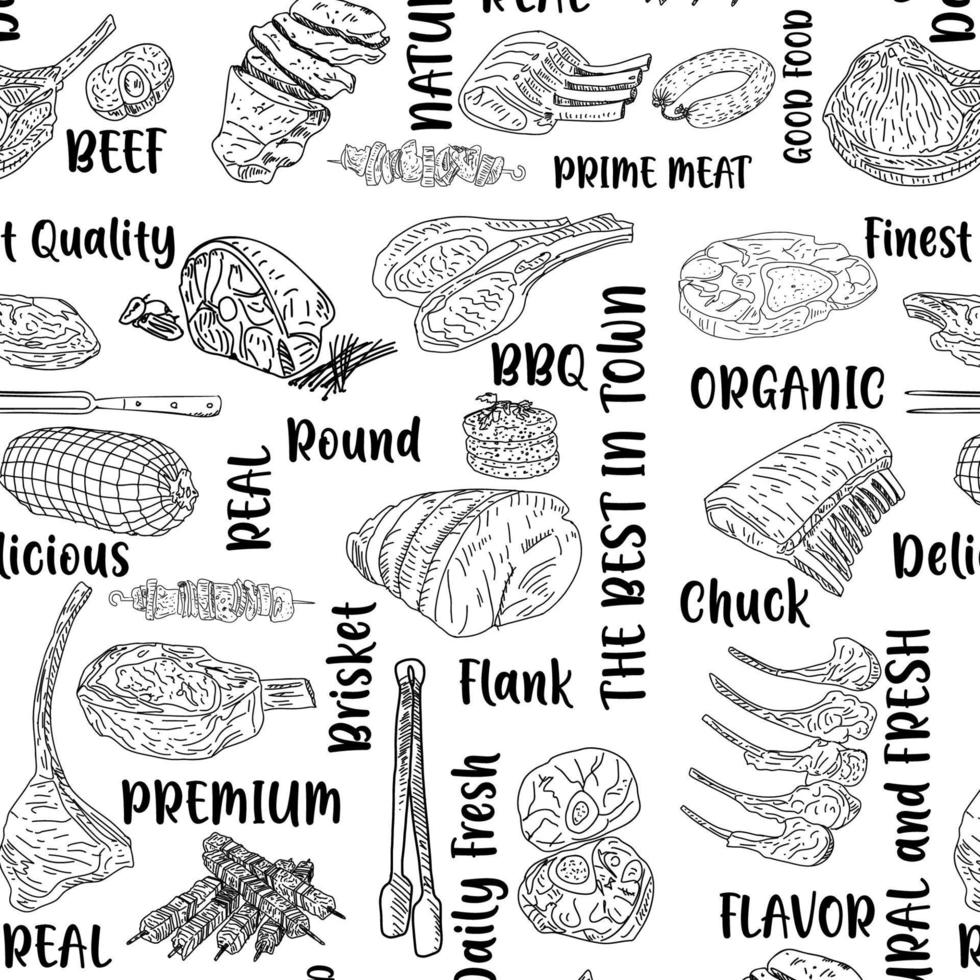 Meat seamless pattern. Vector. vector