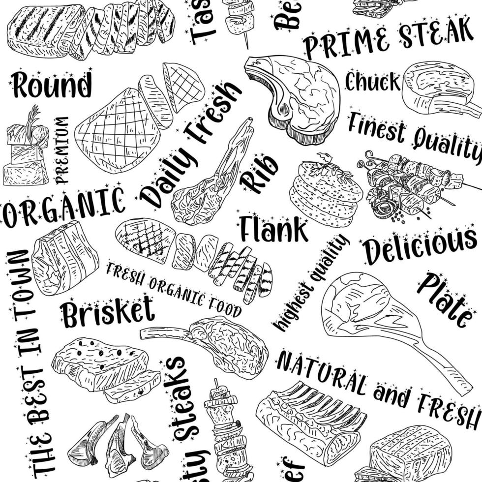 Meat seamless pattern. Vector. vector
