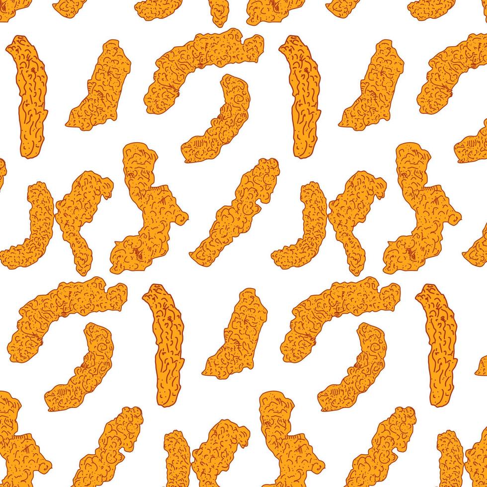 Chicken Fried Crispy Seamless Pattern. vector