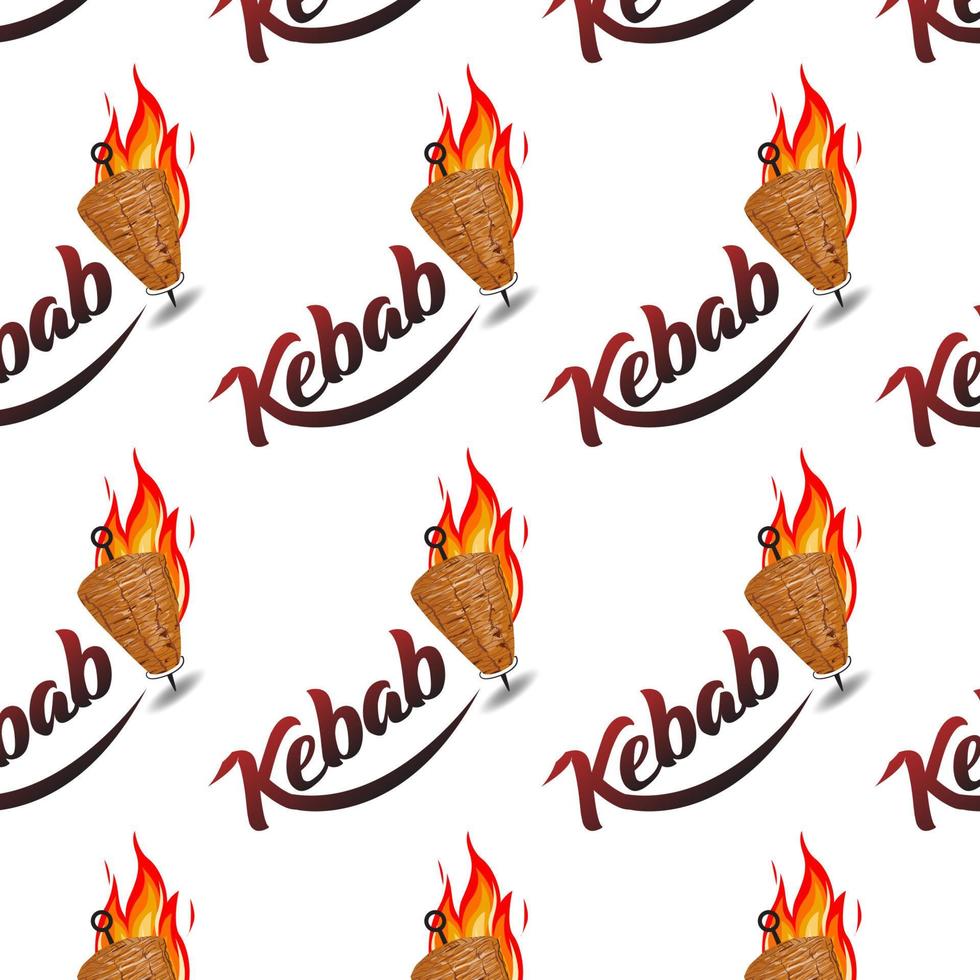 Shawarma Kebab logo pattern fast food. Seamless pattern. vector