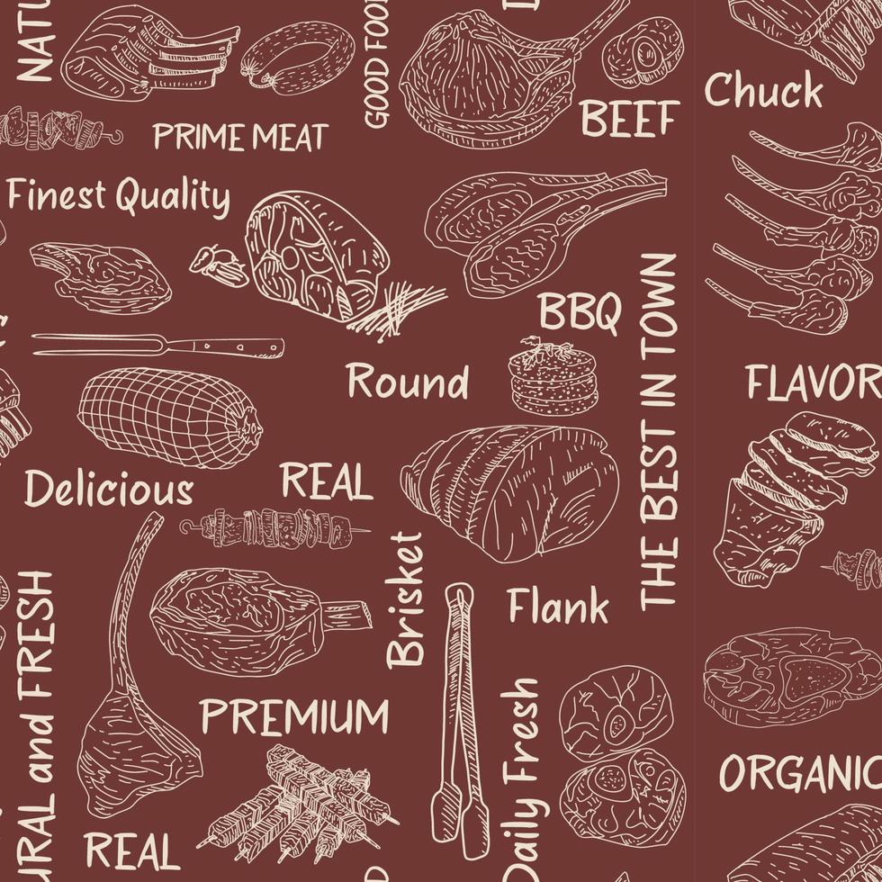 Meat seamless pattern. Vector. vector