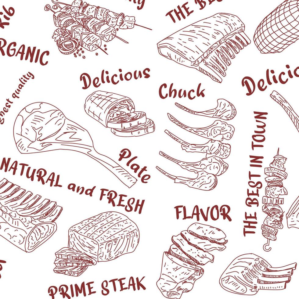 Meat seamless pattern. Vector. vector