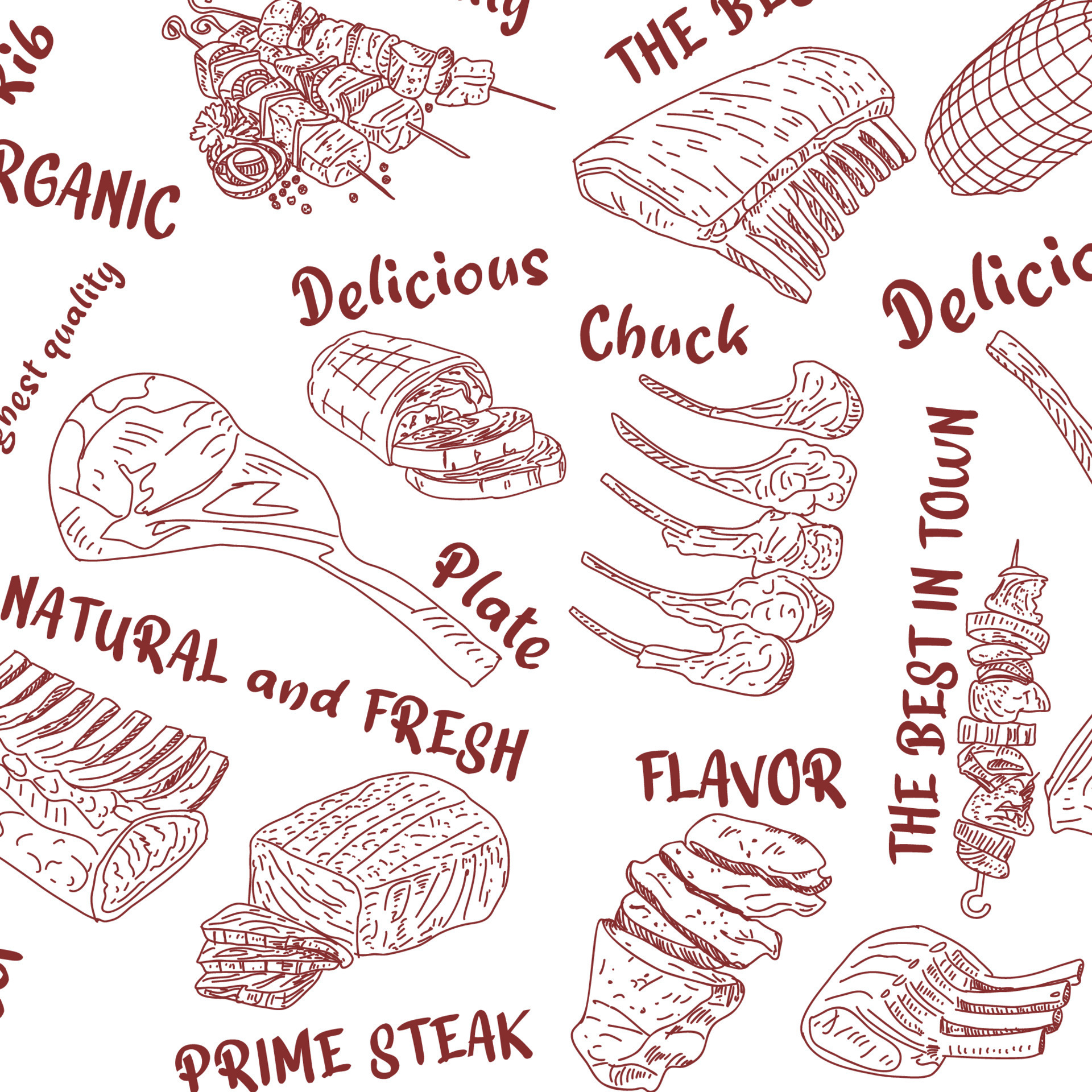 Meat seamless pattern. Vector. 20335124 Vector Art at Vecteezy