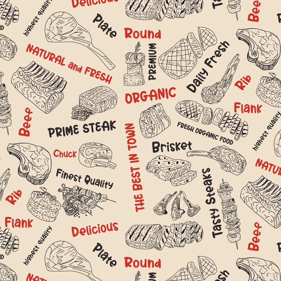 Meat seamless pattern. Vector. vector