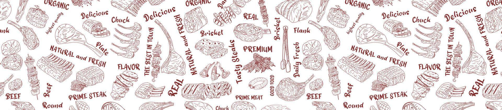 Meat seamless pattern. Vector. vector