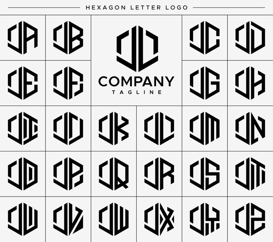 Modern hexagon J letter logo design vector set. Hexagonal JL J logo graphic template.