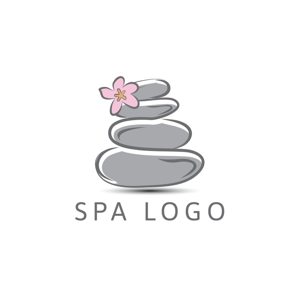 Vector wellness and spa center logo with abstract stylized stone isolated on white background